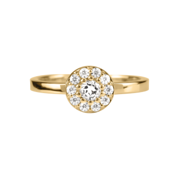 Jacques Lemans SE-R156E54 Damen Ring Gr. 54 Sterlingsilber vergoldet mit White Topaz